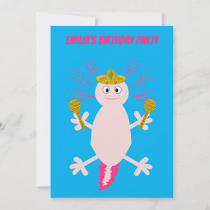 Day of the Dead Mexican Axolotl Birthday Party Invitation
