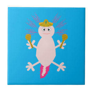 Day of the Dead Mexican Axolotl Ceramic Tile