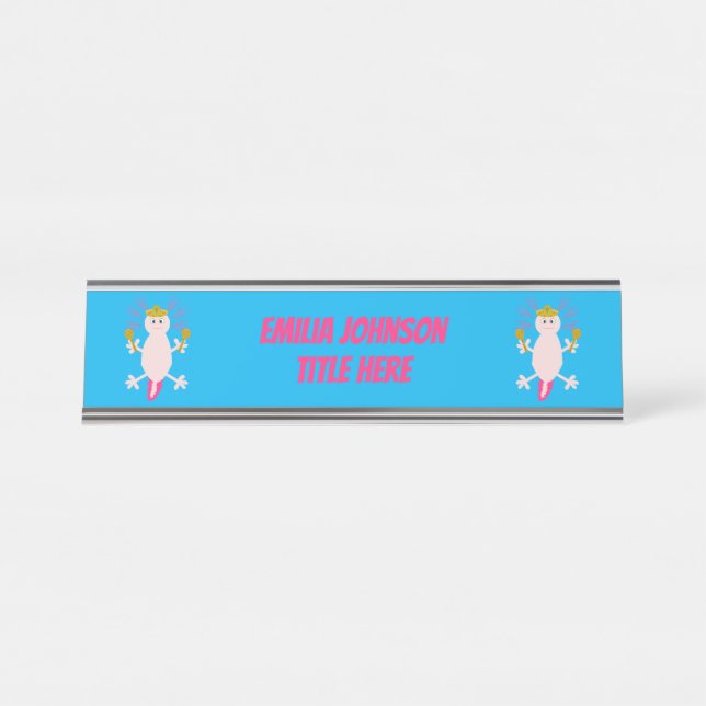 Day of the Dead Mexican Axolotl Custom Desk Name Plate (Front)