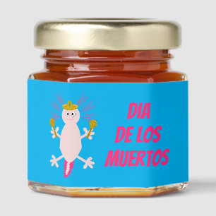 Day of the Dead Mexican Axolotl Custom Honey Jar Favors
