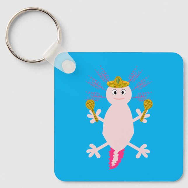 Day of the Dead Mexican Axolotl Custom Keychain (Front)