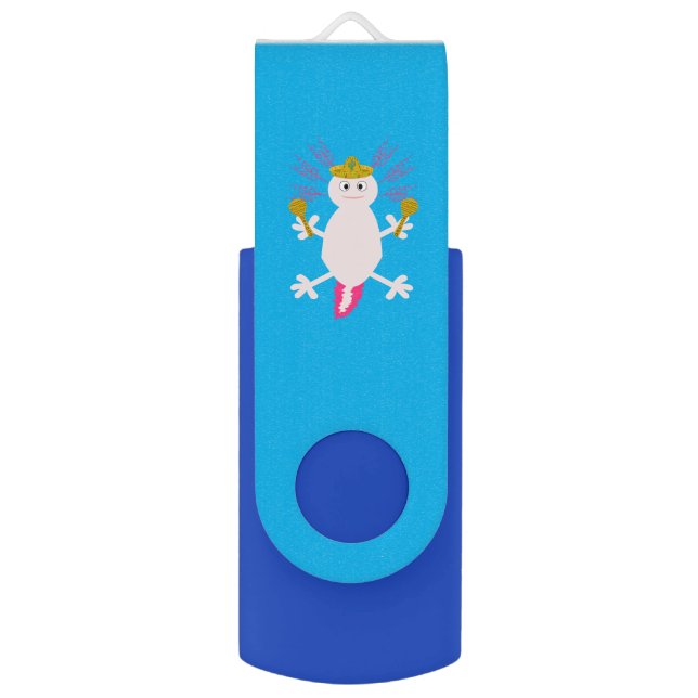 Day of the Dead Mexican Axolotl Custom Name Flash Drive (Front Vertical)