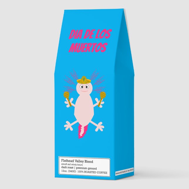 Day of the Dead Mexican Axolotl Custom Roasted Coffee (Front)