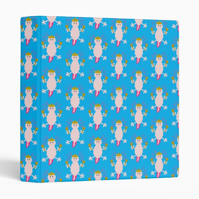 Day of the Dead Mexican Axolotl Patterned 3 Ring Binder (Front/Spine)