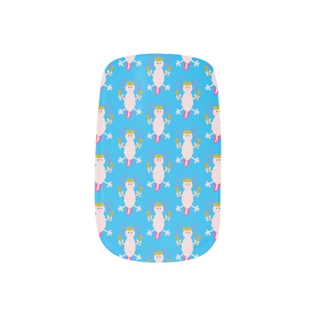 Day of the Dead Mexican Axolotl Patterned Minx Nail Art (Left Thumb)