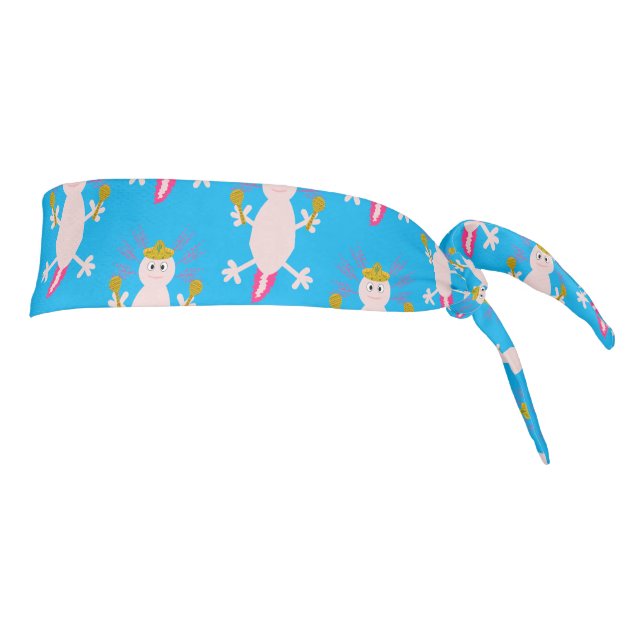 Day of the Dead Mexican Axolotl Patterned Tie Headband (Rotate 90)