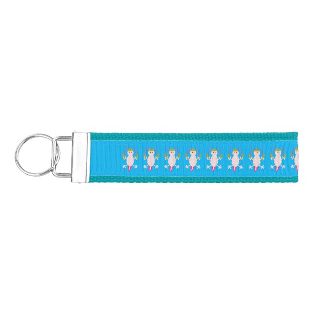 Day of the Dead Mexican Axolotl Patterned Wrist Keychain (Keys on Left)