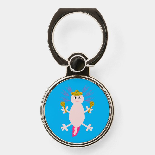 Day of the Dead Mexican Axolotl Phone Ring Stand (Front)