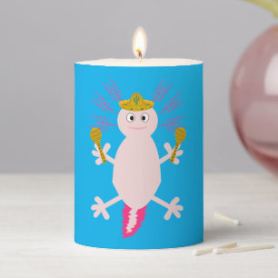 Day of the Dead Mexican Axolotl Pillar Candle