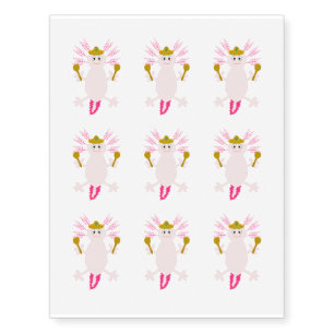 Day of the Dead Mexican Axolotl Temporary Tattoos