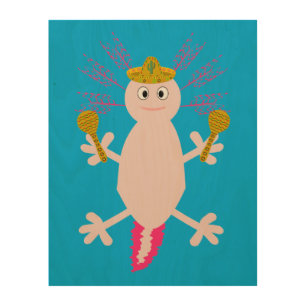 Day of the Dead Mexican Axolotl Wood Wall Art