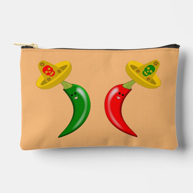 Day of the Dead Mexican Chilis Accessory Pouch (Front)