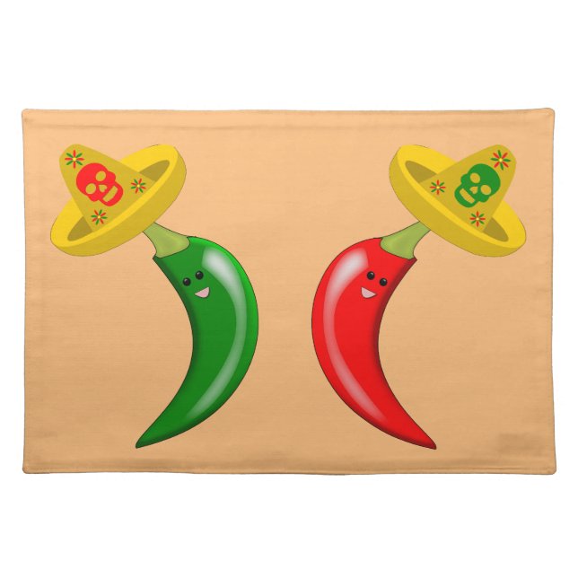 Day of the Dead Mexican Chilis Cloth Placemat (Front)