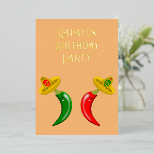Day of the Dead Mexican Chilis Custom Birthday Foil Invitation