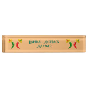 Day of the Dead Mexican Chilis Custom Desk Name Plate
