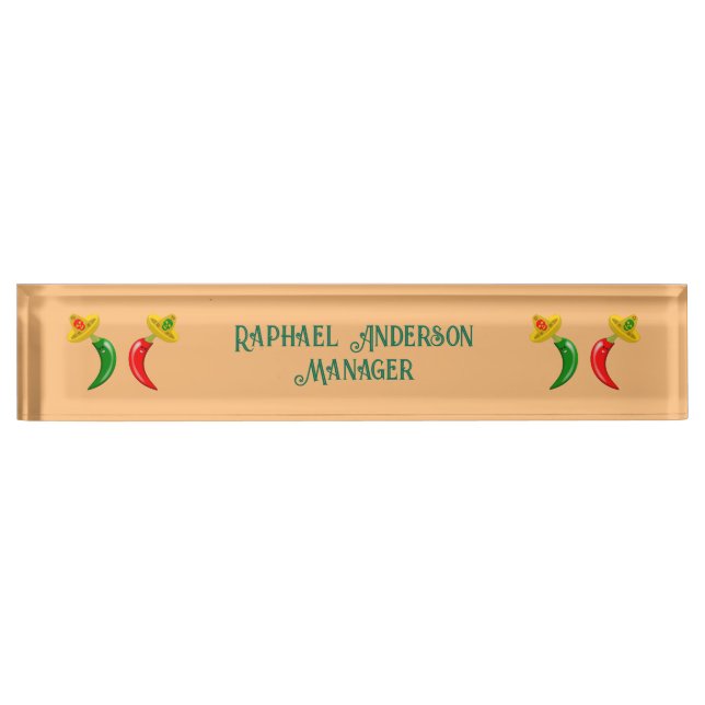 Day of the Dead Mexican Chilis Custom Desk Name Plate (Front)
