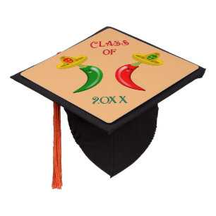 Day of the Dead Mexican Chilis Custom Graduation Cap Topper