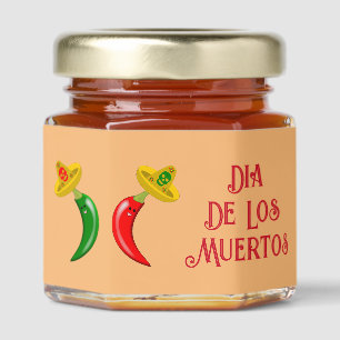 Day of the Dead Mexican Chilis Custom Honey Jar Favors