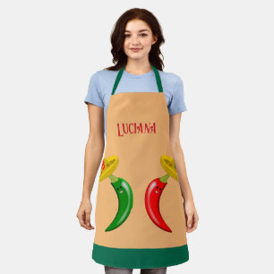 Day of the Dead Mexican Chilis Custom Name Apron
