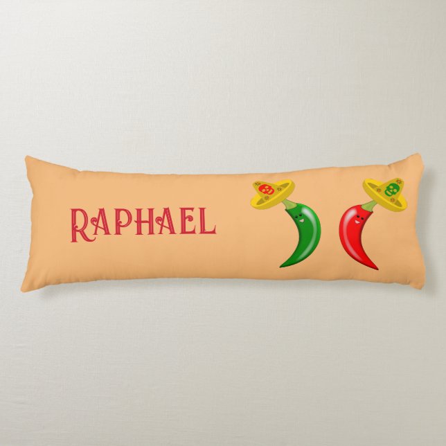 Day of the Dead Mexican Chilis Custom Name Body Pillow (Front)