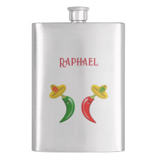 Day of the Dead Mexican Chilis Custom Name Flask