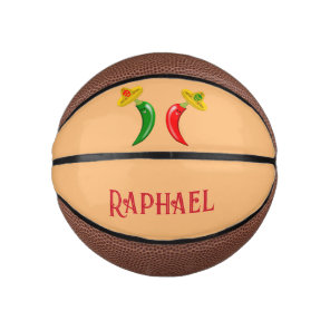 Day of the Dead Mexican Chilis Custom Name Mini Basketball