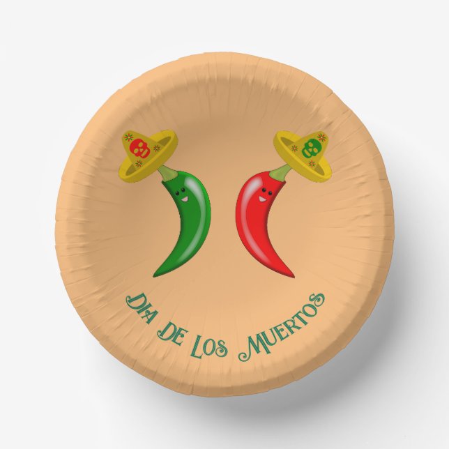 Day of the Dead Mexican Chilis Custom Paper Bowls (Front)