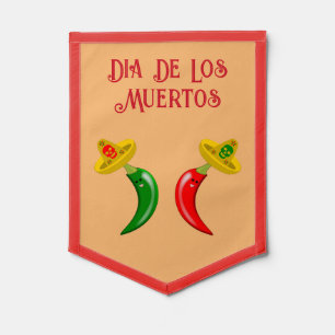 Day of the Dead Mexican Chilis Custom Pennant