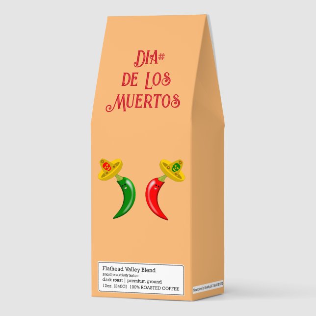 Day of the Dead Mexican Chilis Custom Roasted Coffee (Front)