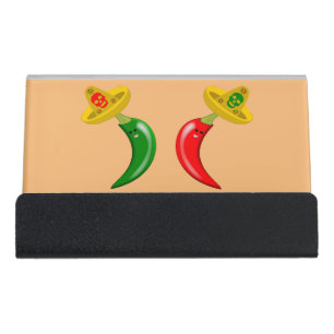Day of the Dead Mexican Chilis Desk Business Card Holder