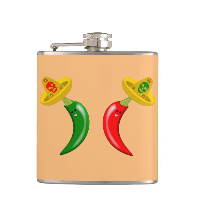 Day of the Dead Mexican Chilis Flask (Front)