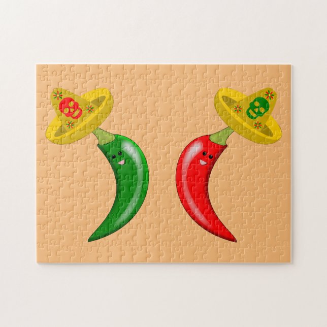 Day of the Dead Mexican Chilis Jigsaw Puzzle (Horizontal)
