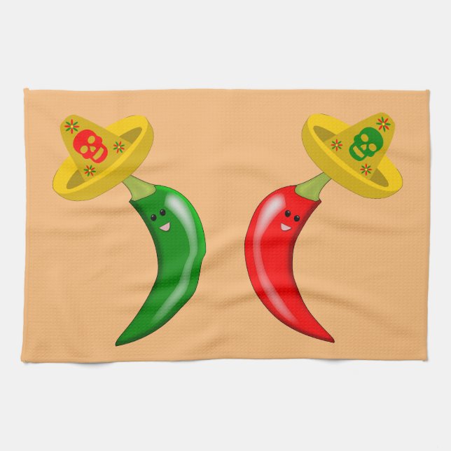 Day of the Dead Mexican Chilis Kitchen Towel (Horizontal)