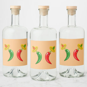 Day of the Dead Mexican Chilis Liquor Bottle Label