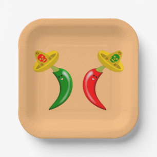 Day of the Dead Mexican Chilis Paper Plates