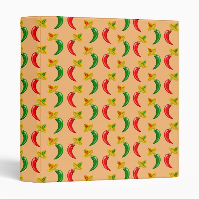 Day of the Dead Mexican Chilis Patterned 3 Ring Binder (Front/Spine)