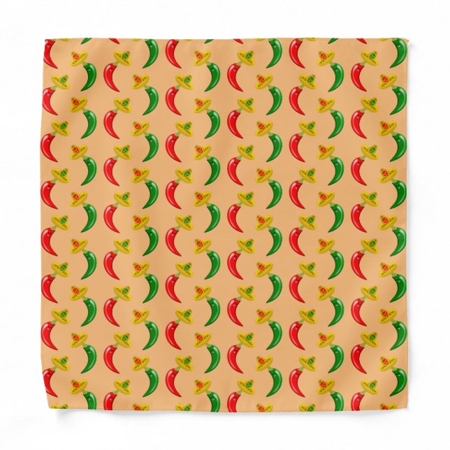 Day of the Dead Mexican Chilis Patterned Bandana (Front)