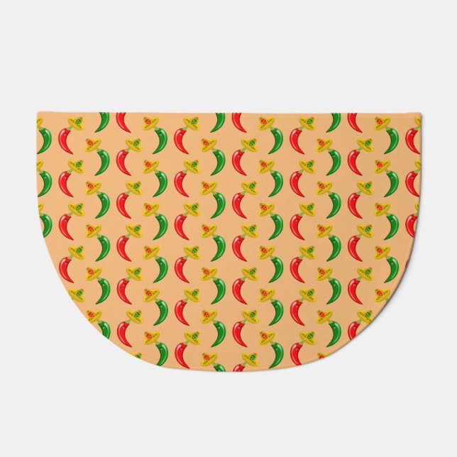 Day of the Dead Mexican Chilis Patterned Doormat (Front)