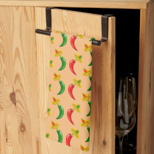 Day of the Dead Mexican Chilis Patterned Kitchen Towel