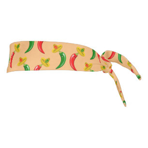 Day of the Dead Mexican Chilis Patterned Tie Headband