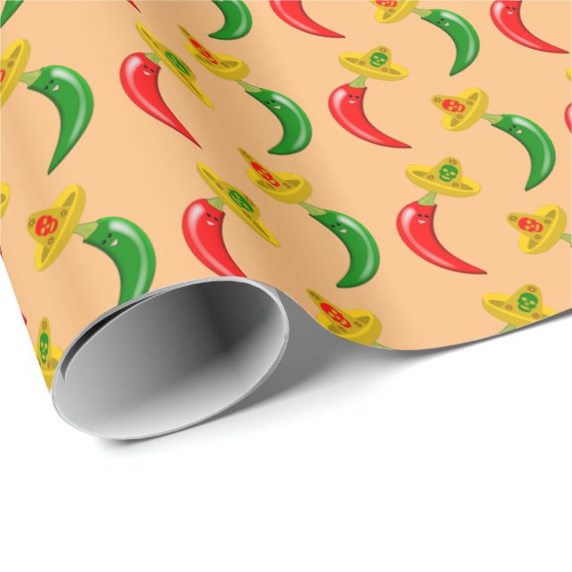 Day of the Dead Mexican Chilis Patterned Wrapping Paper (Roll Corner)
