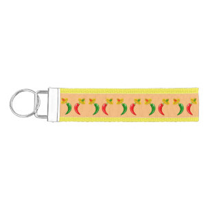 Day of the Dead Mexican Chilis Patterned Wrist Keychain