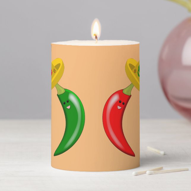 Day of the Dead Mexican Chilis Pillar Candle (In Situ)