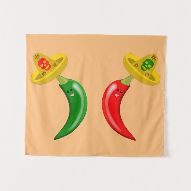 Day of the Dead Mexican Chilis Tapestry (Front (Horizontal))