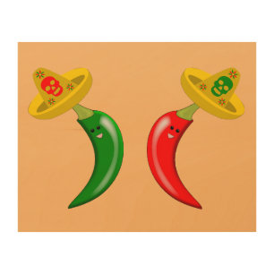Day of the Dead Mexican Chilis Wood Wall Art