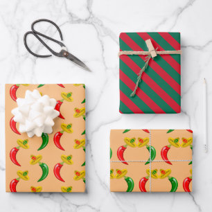 Day of the Dead Mexican Chilis Wrapping Paper Sheets