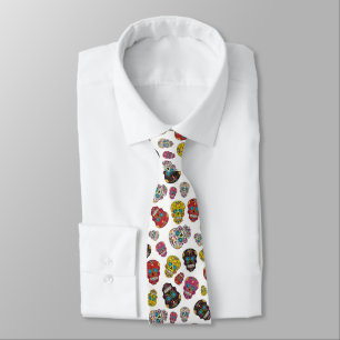 Day of the Dead Mexican Colorful Sugar Skull Tie