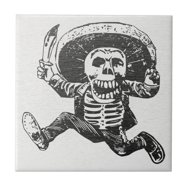 Day of the Dead - Mexican Skeleton Ceramic Tile (Front)