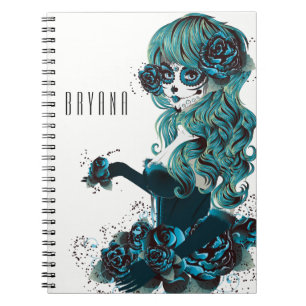 Day of the Dead Mexican Sugar Skull Girl Custom Notebook