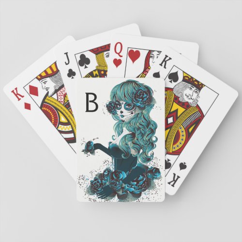Day of the Dead Mexican Sugar Skull Girl Custom Playing Cards